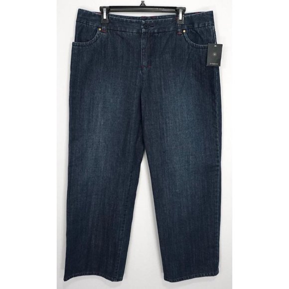 New LIZ CLAIBORNE Dark Blue Bootcut Denim Jeans Pants Size 16 - Picture 1 of 6